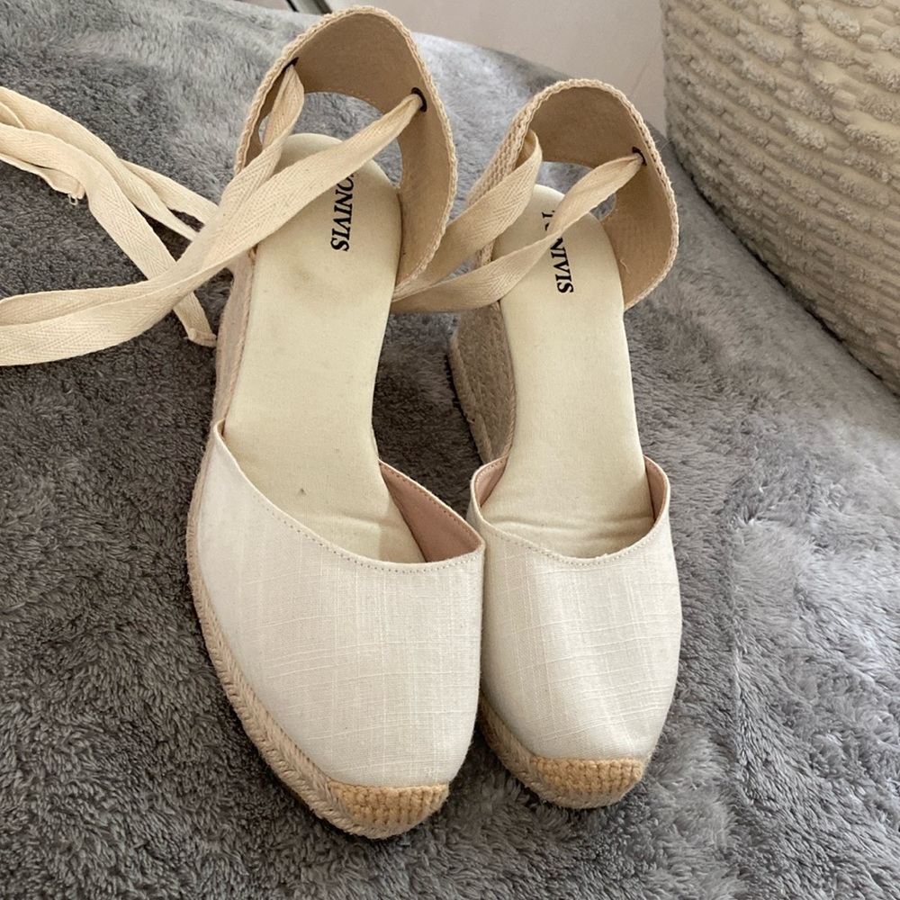 Wedge rope heel Cream/White heels